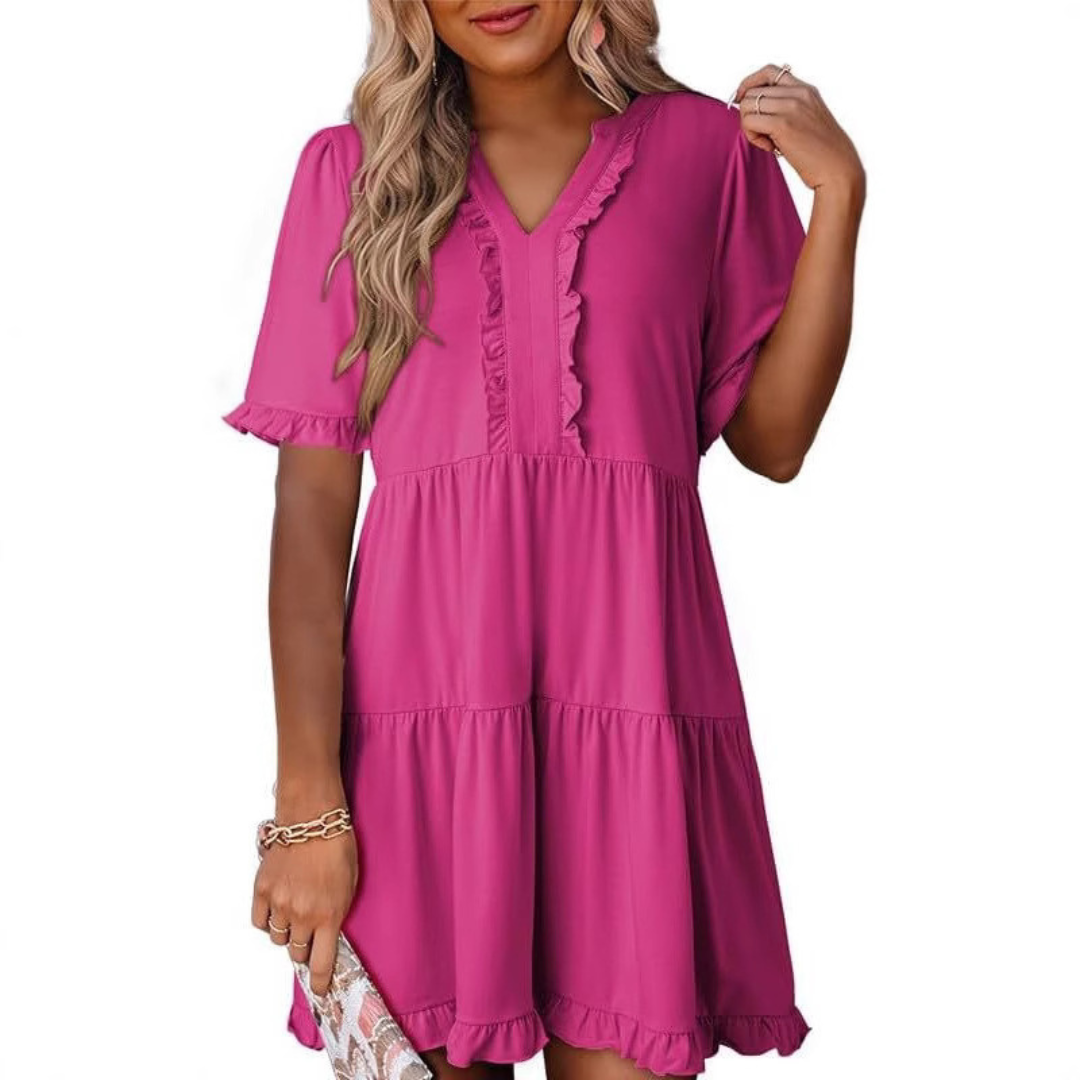 Shaila | Women's Relaxed Casual V-Neck Mini Dress