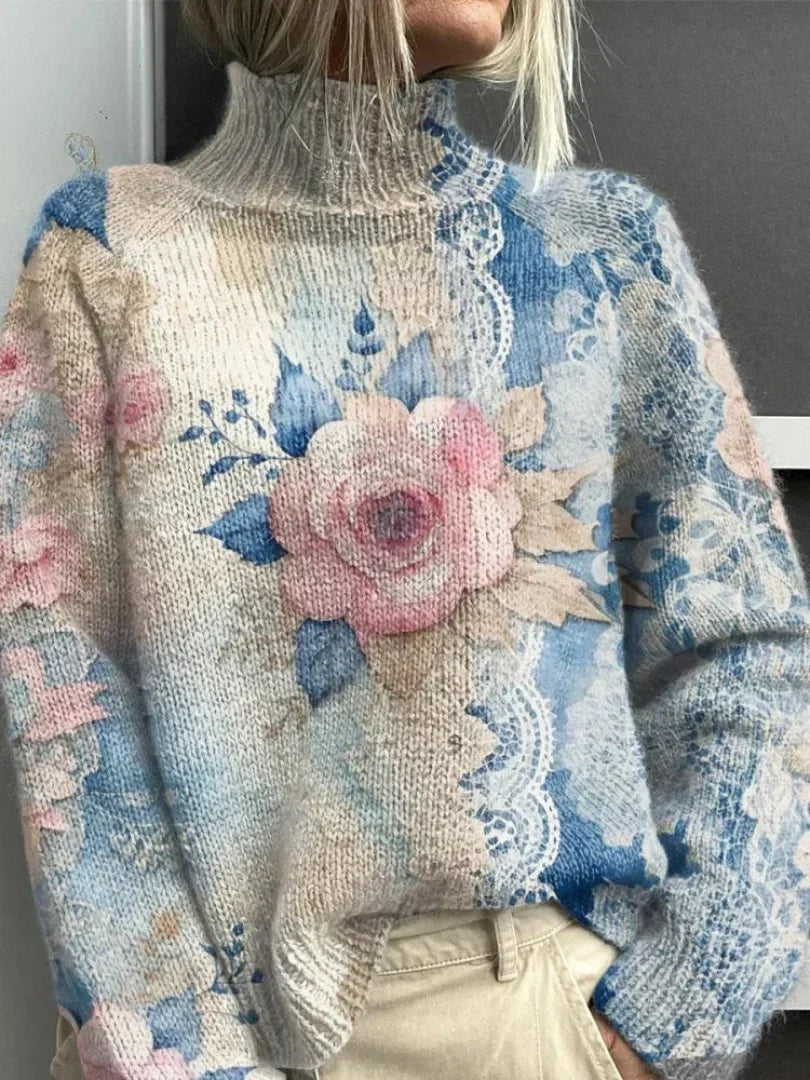Roos | Women's Floral Turtleneck Jumper