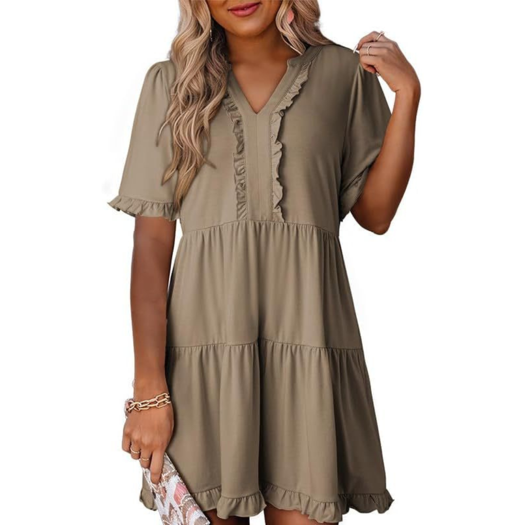 Shaila | Women's Relaxed Casual V-Neck Mini Dress