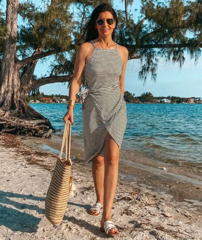 Women's Bénanique Striped Midi Dress, Casual Style