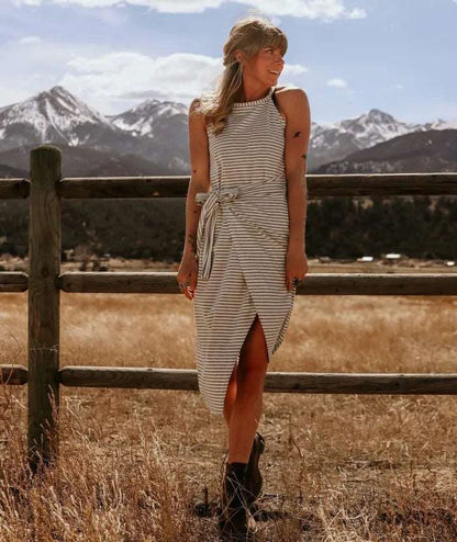 Women's Bénanique Striped Midi Dress, Casual Style
