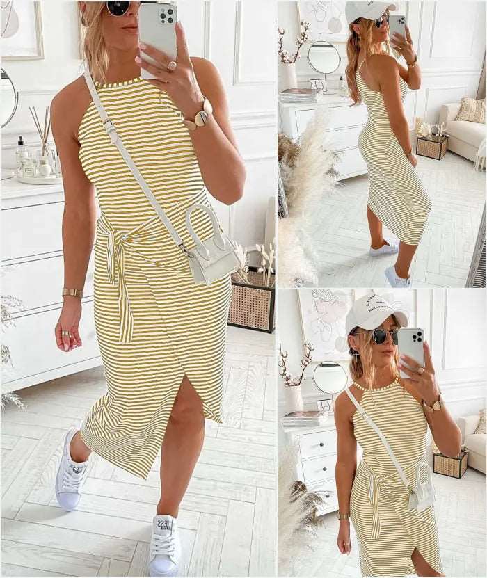 Women's Bénanique Striped Midi Dress, Casual Style