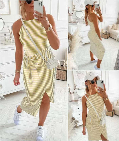 Women's Bénanique Striped Midi Dress, Casual Style