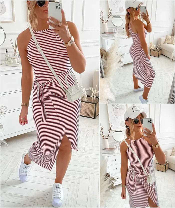 Women's Bénanique Striped Midi Dress, Casual Style