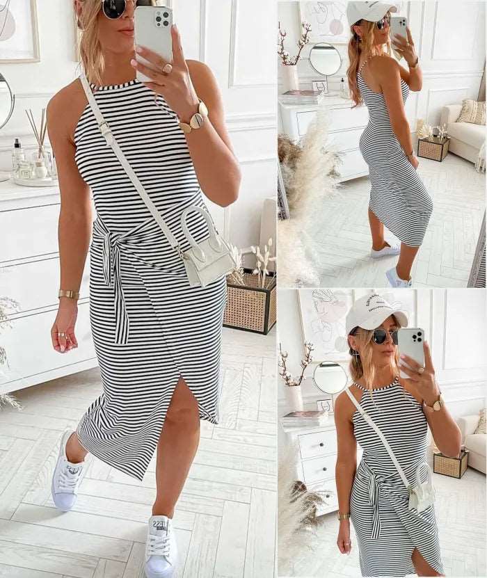 Women's Bénanique Striped Midi Dress, Casual Style
