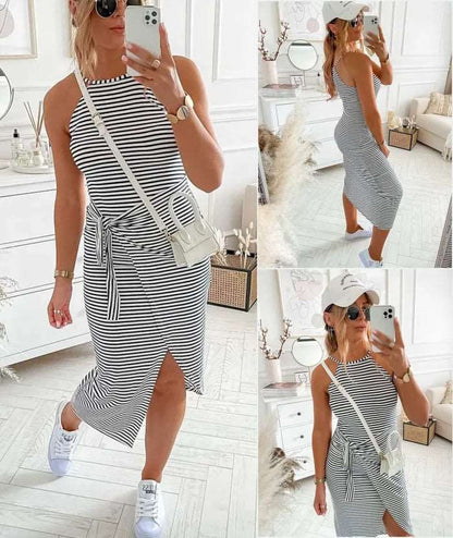 Women's Bénanique Striped Midi Dress, Casual Style