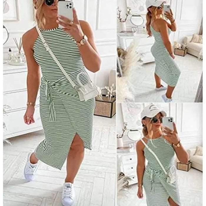 Women's Bénanique Striped Midi Dress, Casual Style