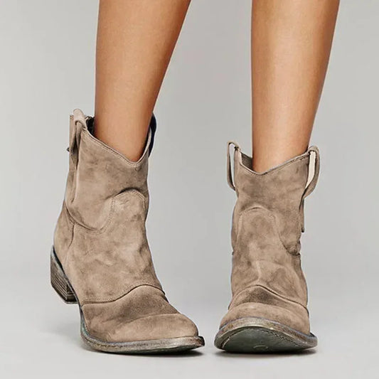 Women's Slip-On Vintage Cowboy Ankle Boots