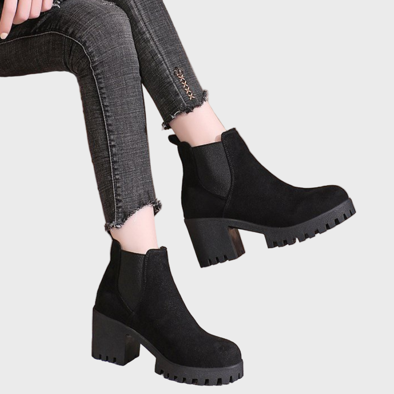Marley | Women's Cushioned Slip-On Block Heel Short Boots