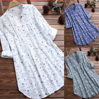 Anne | Women's Longline Relaxed Timeless Floral Shirt