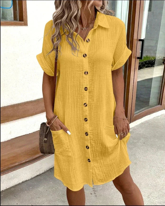 Women's Relaxed Celest Elegant Polo Midi Dress (Almost Sold Out) with Pockets