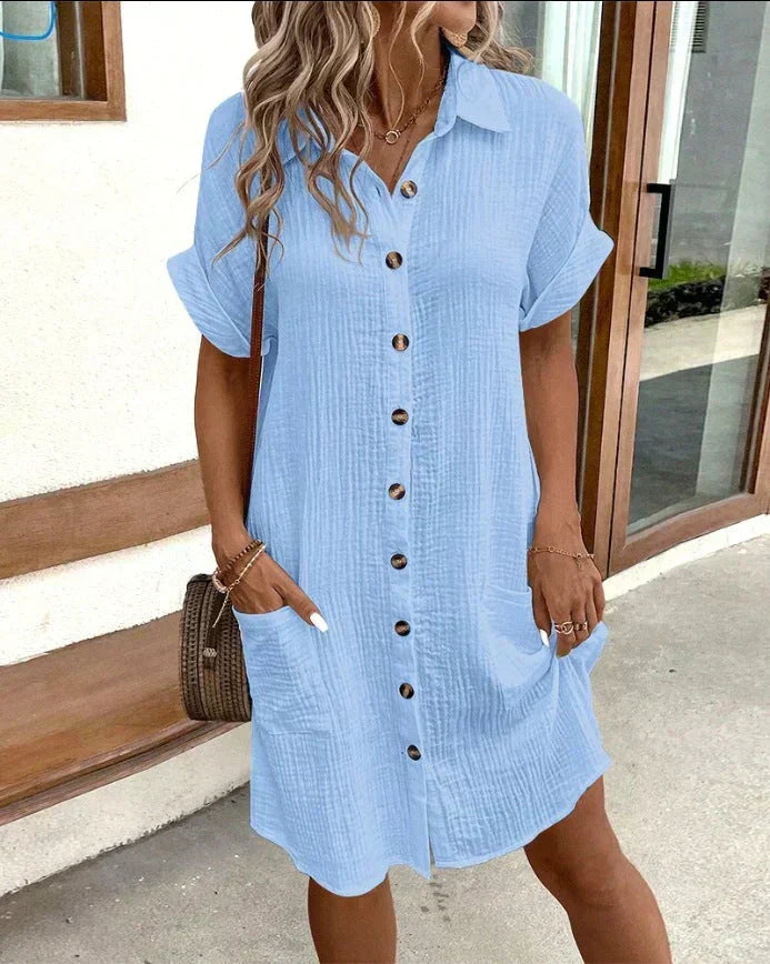 Women's Relaxed Celest Elegant Polo Midi Dress (Almost Sold Out) with Pockets
