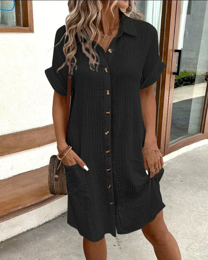 Women's Relaxed Celest Elegant Polo Midi Dress (Almost Sold Out) with Pockets