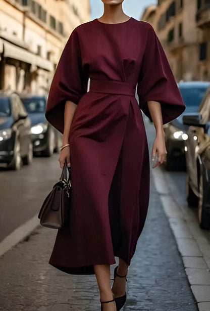 Lissey | Women's Minimalist Belted Luxe Maxi Dress