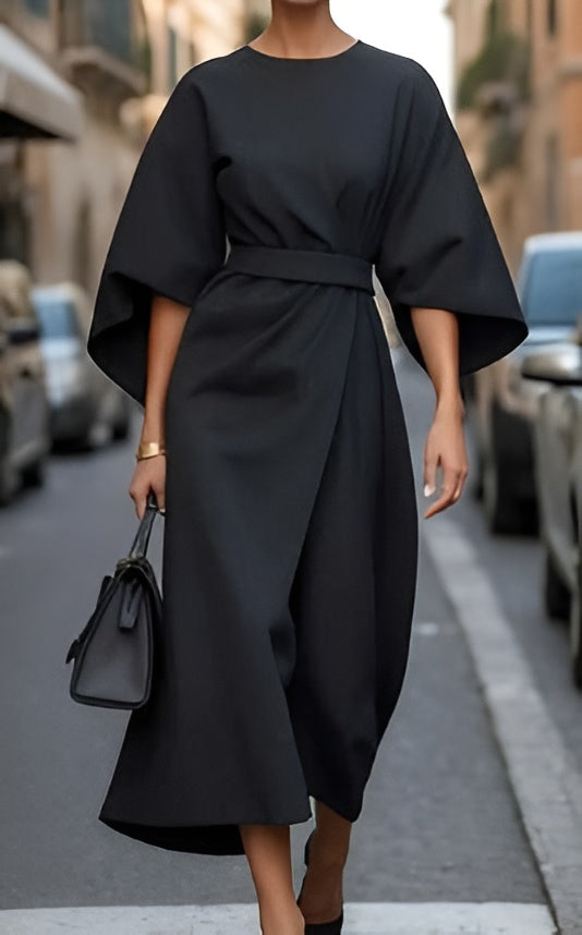 Lissey | Women's Minimalist Belted Luxe Maxi Dress