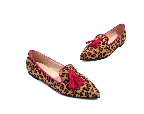 Women's Slip-On Spitz Loafer With Red Tassels