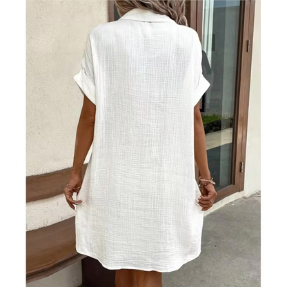 Fenna | Women's Relaxed Effortless Button Midi Dress with Pockets