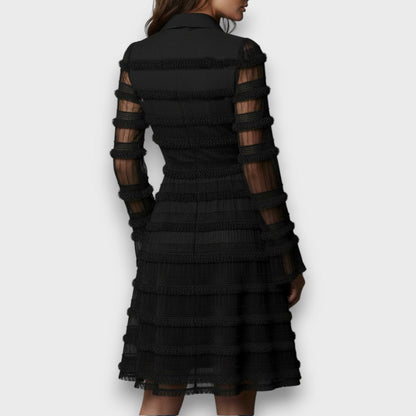 Parisa | Women's Midi Dress Featuring Sheer Fringe Details