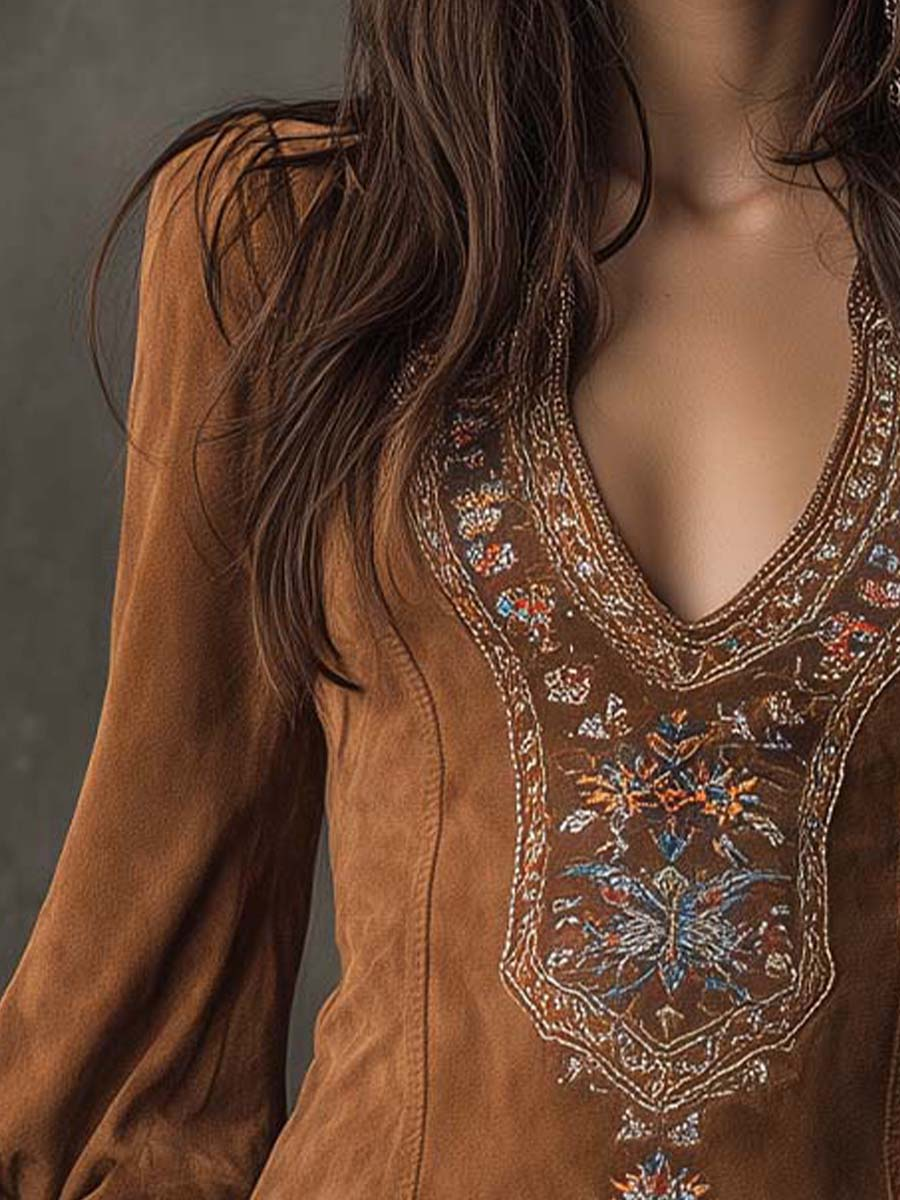 Lunori | Women's Purple Embroidered Mini Dress