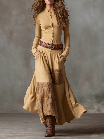 Helena | Women's Belted Maxi Dress with Pockets