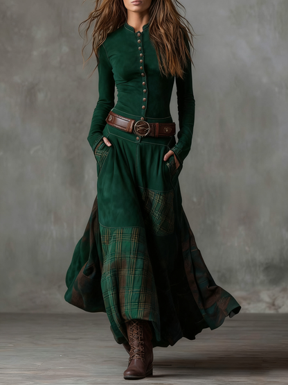 Helena | Women's Belted Maxi Dress with Pockets