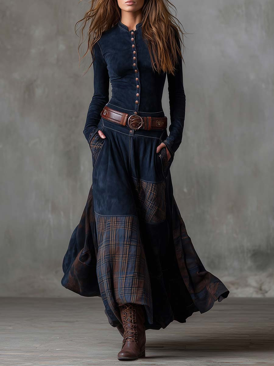 Helena | Women's Belted Maxi Dress with Pockets