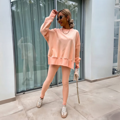 Yachi | Women's Relaxed Long Sleeve Sweatshirt and Trousers Ensemble