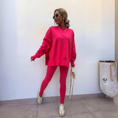 Yachi | Women's Relaxed Long Sleeve Sweatshirt and Trousers Ensemble