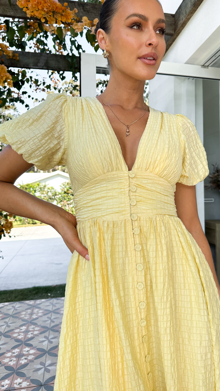 Yara | Women's V-Neck Maxi Dress with Buttons