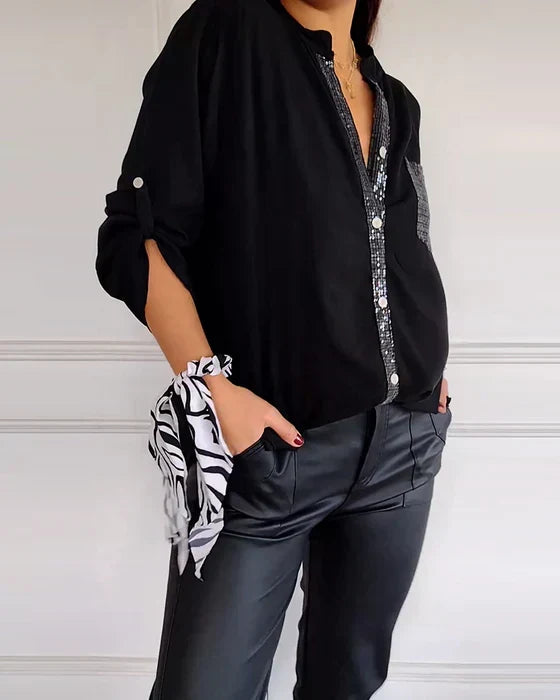 Elaine | Women's Relaxed Chic Glamour Top with Sequins