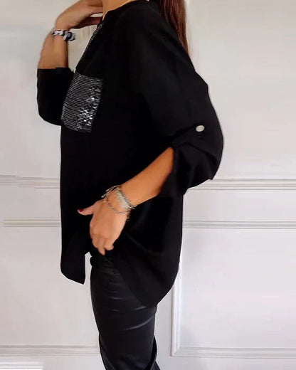 Elaine | Women's Relaxed Chic Glamour Top with Sequins