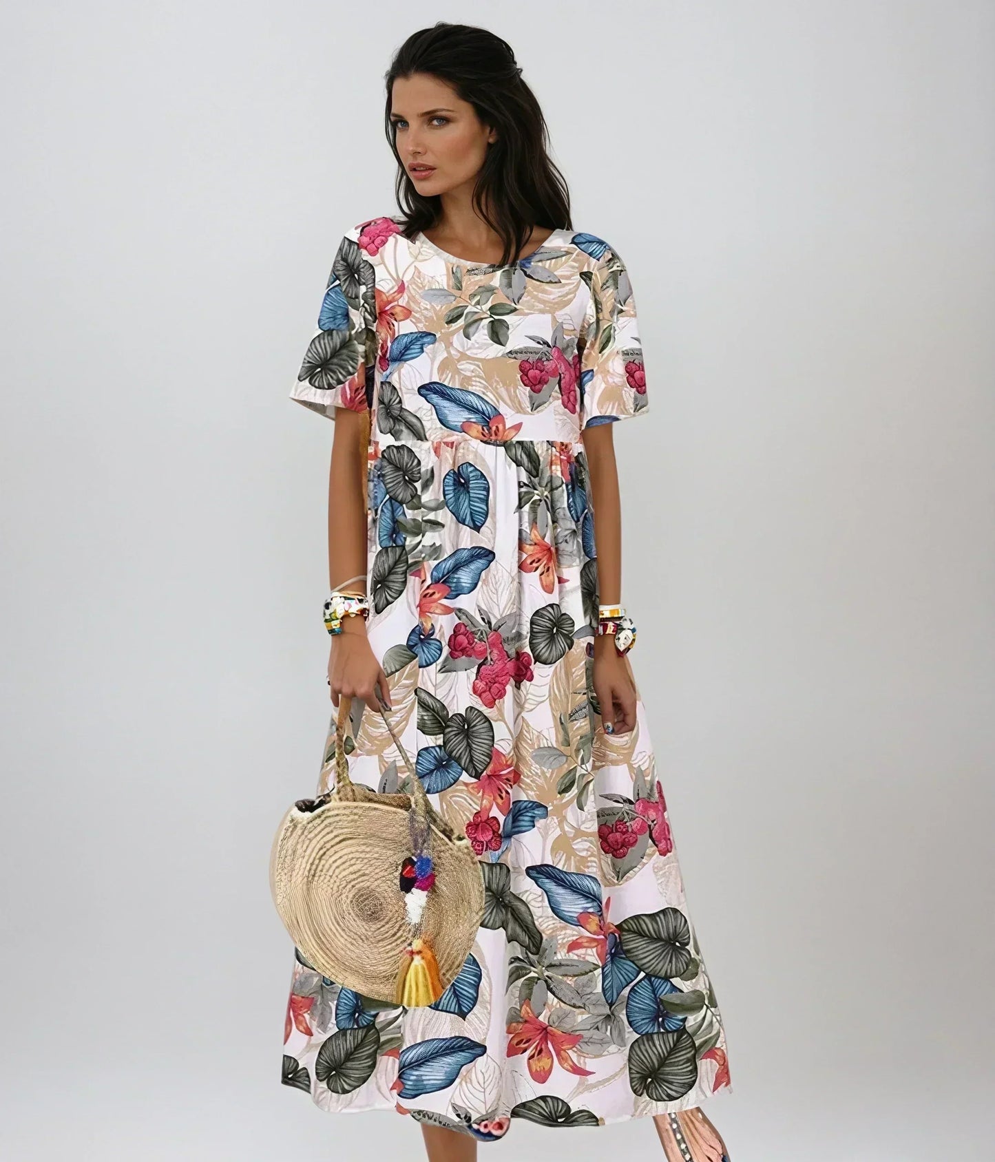 Lovi | Women's Chic Summer Floral Midi Dress