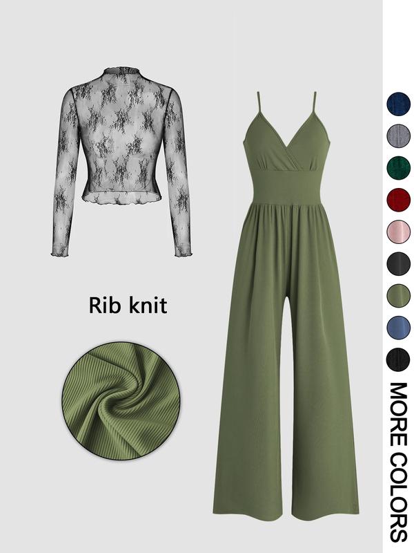 Maryam | Women's Solid Colour Top & Pocket Jumpsuit Ensemble