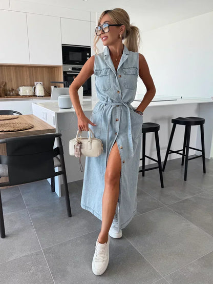 Diane | Women's Denim Maxi Dress