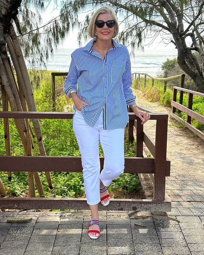 Ellen | Women's Longline Relaxed Striped Shirt