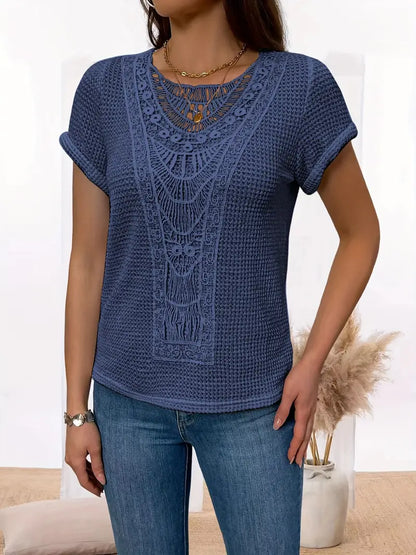 Megan | Women's Stylish Round Neckline Shirt with Ruffle Detail