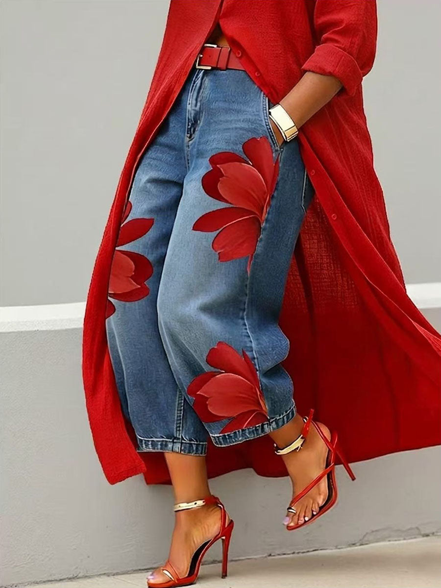 Sophia | Women's Elegant Flower Trousers with Pockets