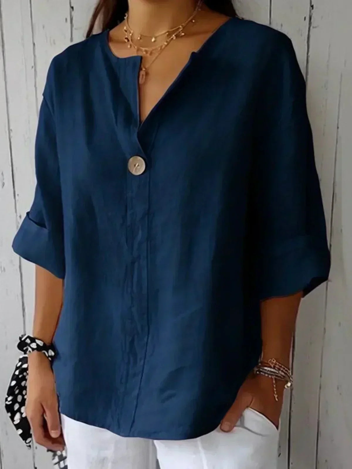 Angela | Women's Longline Casual V-Neck Blouse