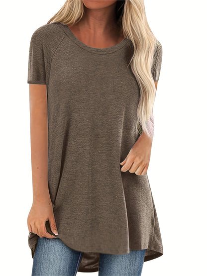 Faye | Women's Relaxed Casual Longline Crew Neck T-Shirt