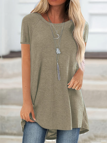 Faye | Women's Relaxed Casual Longline Crew Neck T-Shirt