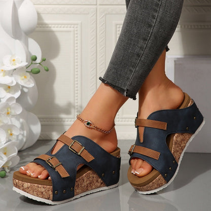 Dahlia | Women's Breathable Open-Toe Fashionable Wedge Platform Sandals with Cut-Out