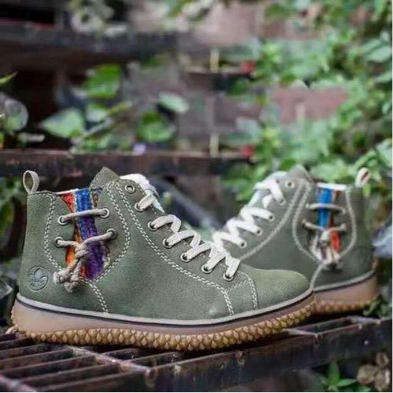 Tessa | Women's Cushioned Lace-Up Retro Waterproof Orthopedic Ankle Boots