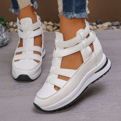 Women's Cushioned Open-Toe Lightweight Wedge Sandals with Side Zip for Ultimate Comfort