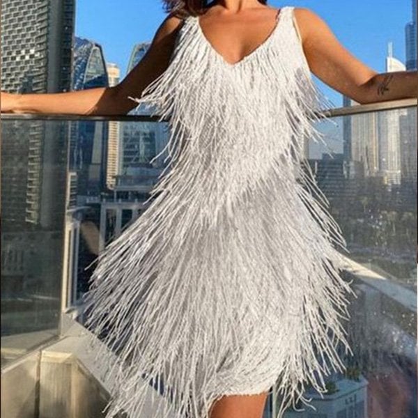 Women's Chic and Alluring Fringed Party Mini Dress