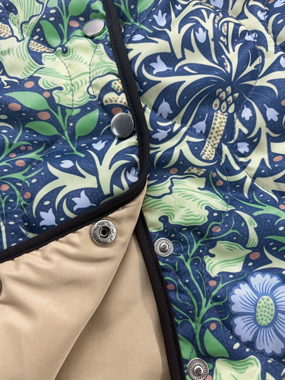 Women's Relaxed Vintage Botanical Print Quilted Jacket