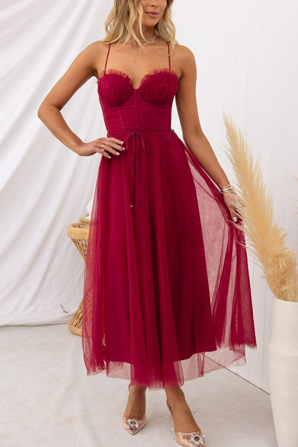 Women's Contemporary Princess Maxi Dress with Suspenders for Parties