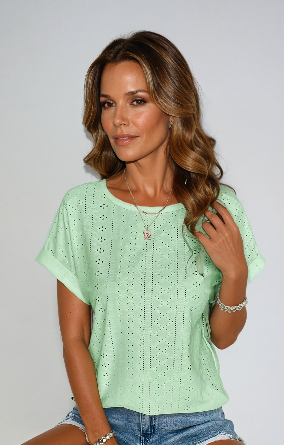 Riza | Women's Relaxed Casual Eyelet Top
