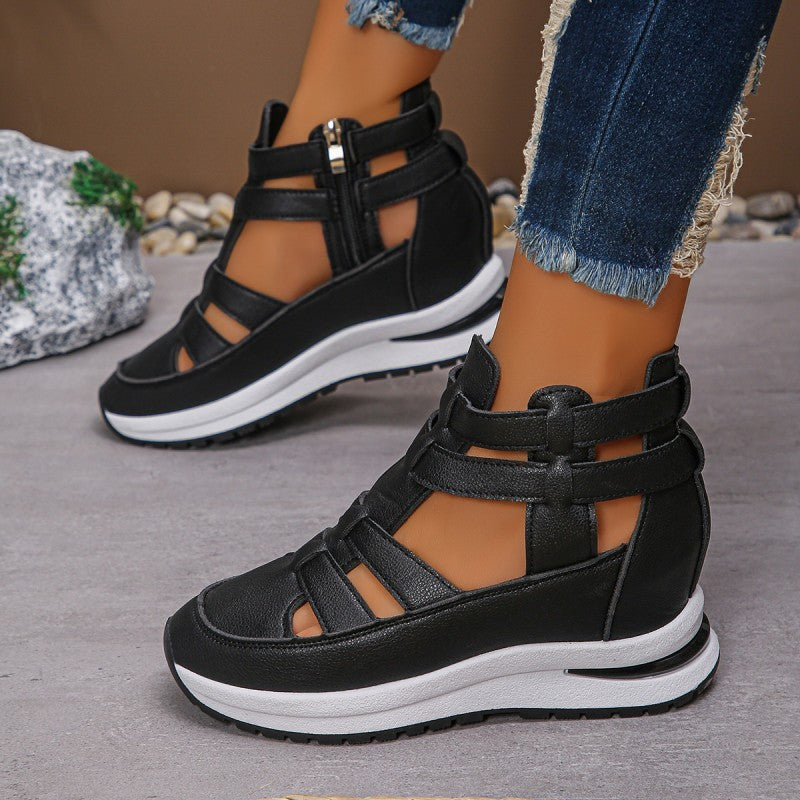 Women's Cushioned Open-Toe Lightweight Wedge Sandals with Side Zip for Ultimate Comfort