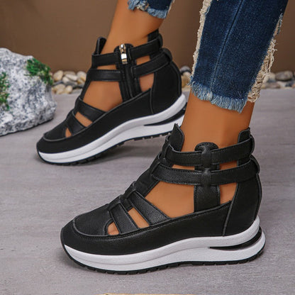 Women's Cushioned Open-Toe Lightweight Wedge Sandals with Side Zip for Ultimate Comfort