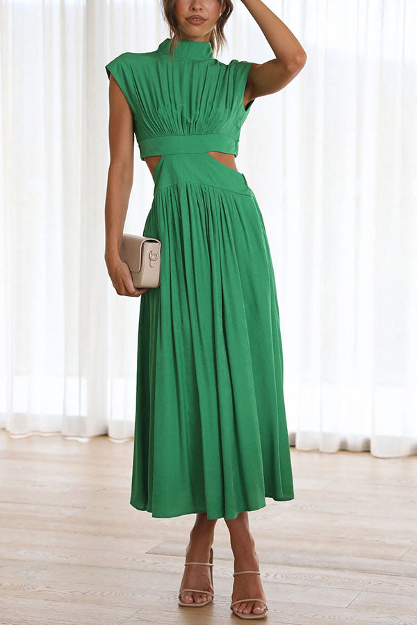 Quincy | Women's Midi Dress with Cut-Out and Pockets